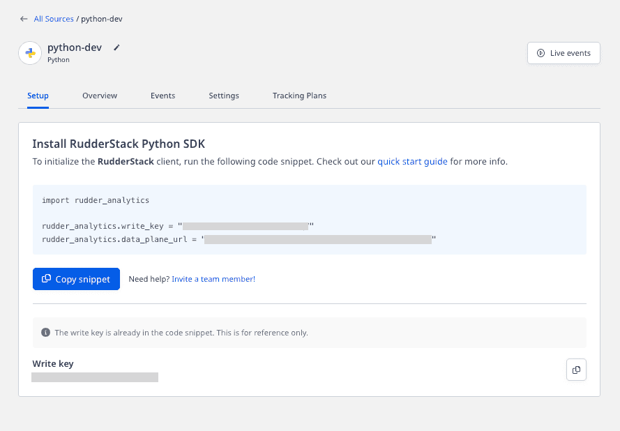 Python source write key