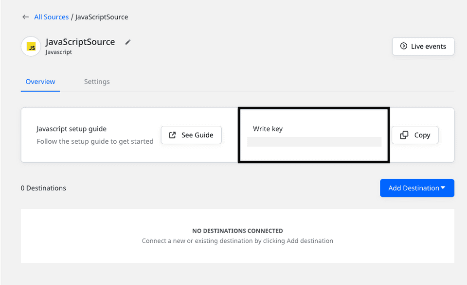 RudderStack dashboard