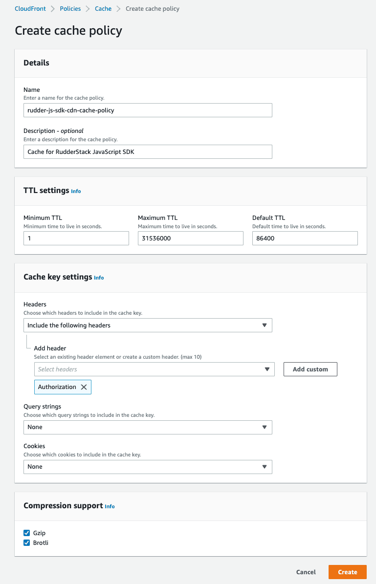 Custom domains create policy settings